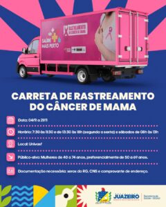 Juazeiro recebe Carreta de Rastreamento do Câncer de Mama com mais de 2 mil exames gratuitos